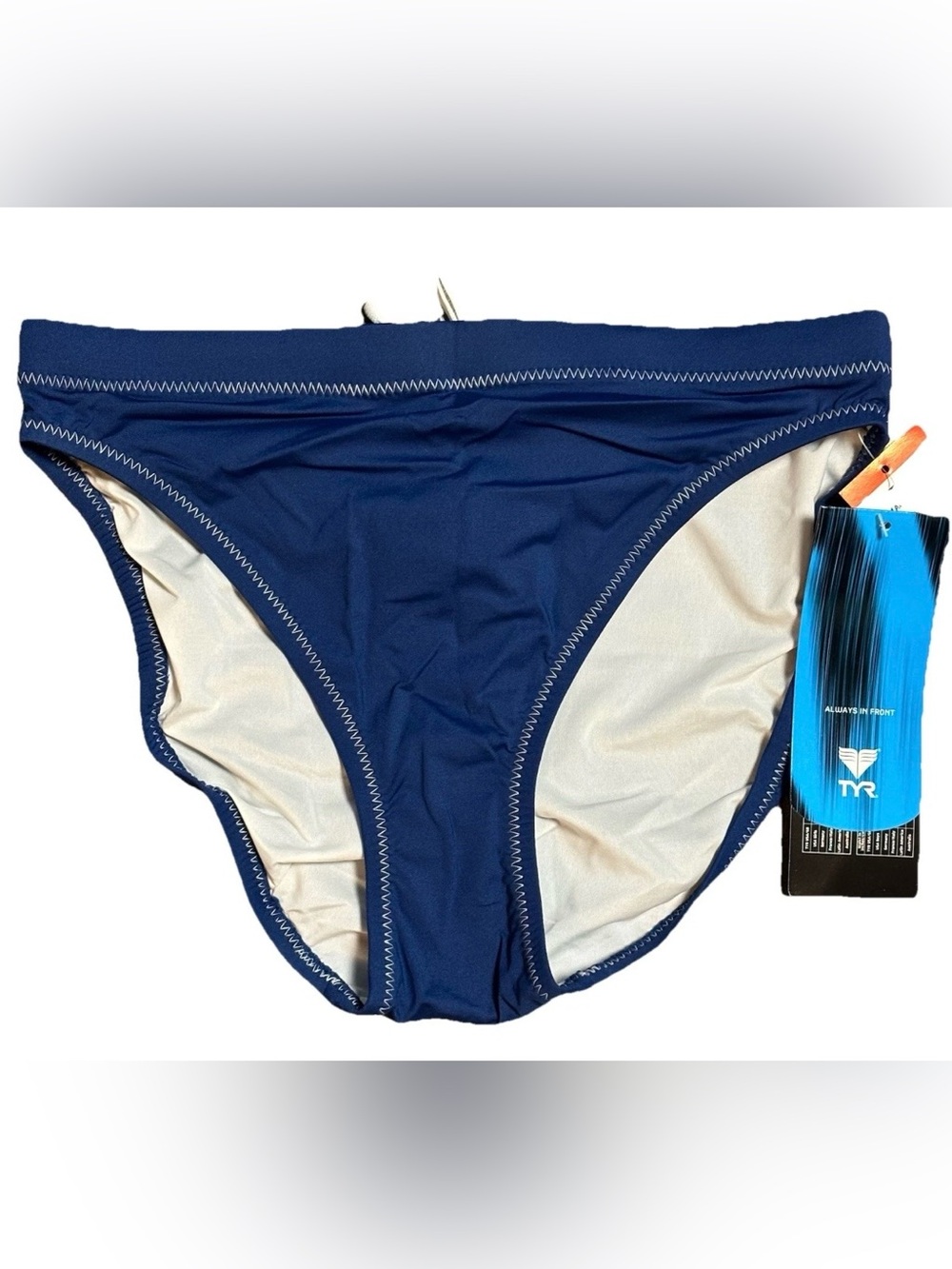TYR Solid High Waist Bikini Bottom Size 8 Blue NWT Swim Bottom